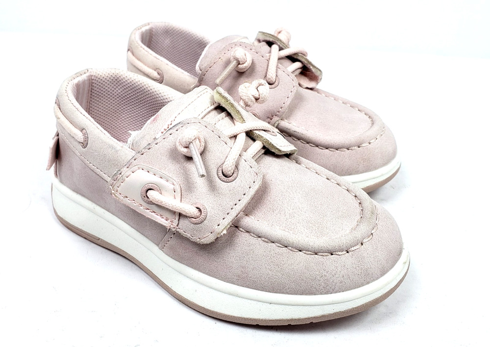 Nautica Toddler Girls Size 8 Bone Pink Slip On Casual Loafer Boat Shoes